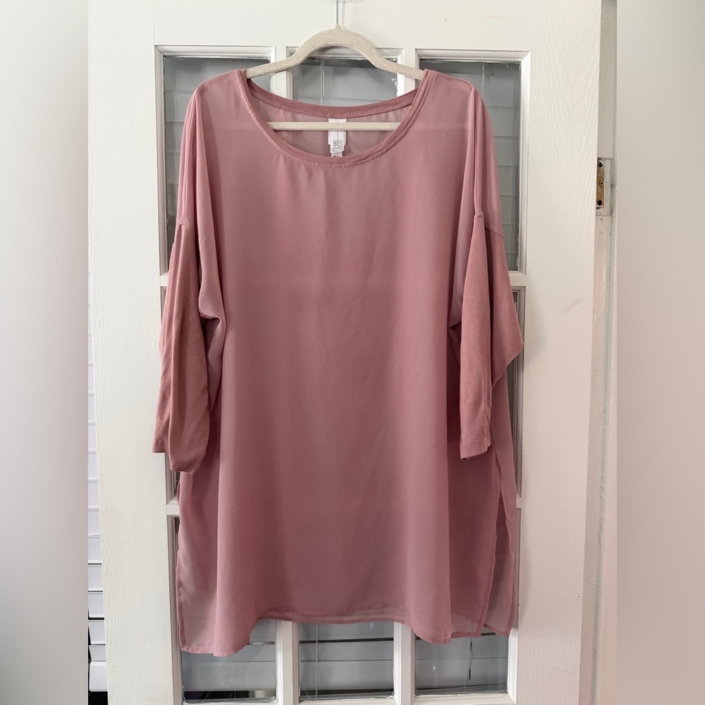 Wynne Layers Women’s XL Mauve Oversized Tunic Sheer Blouse | SKU 0215